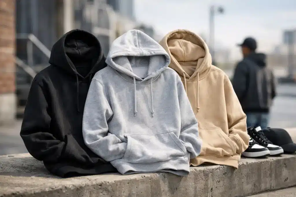 Streetwear hoodies in verschillende kleuren en pasvormen