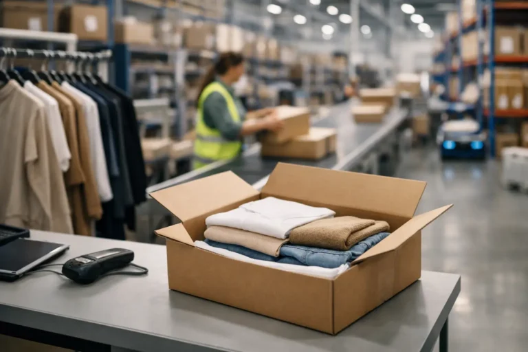 Geautomatiseerde kledingfulfilment met verpakte bestellingen