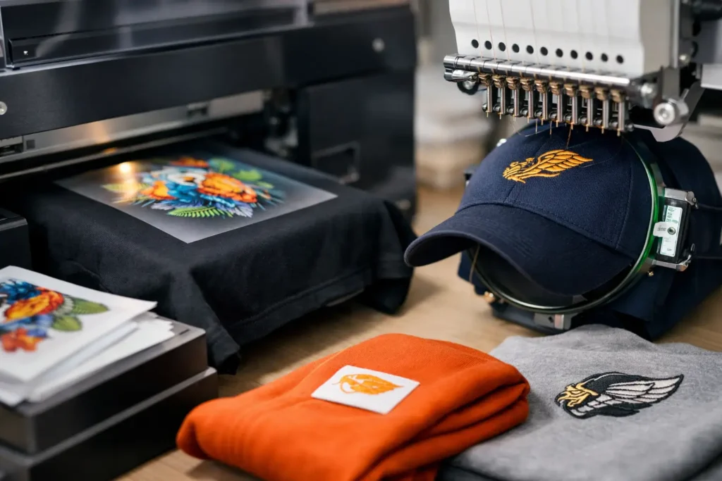 Vergelijking van DTF-print en borduurwerk op kleding