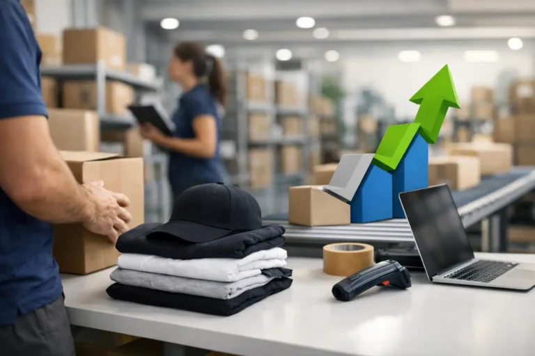 Kleding en verzenddozen voor merchandise fulfilment