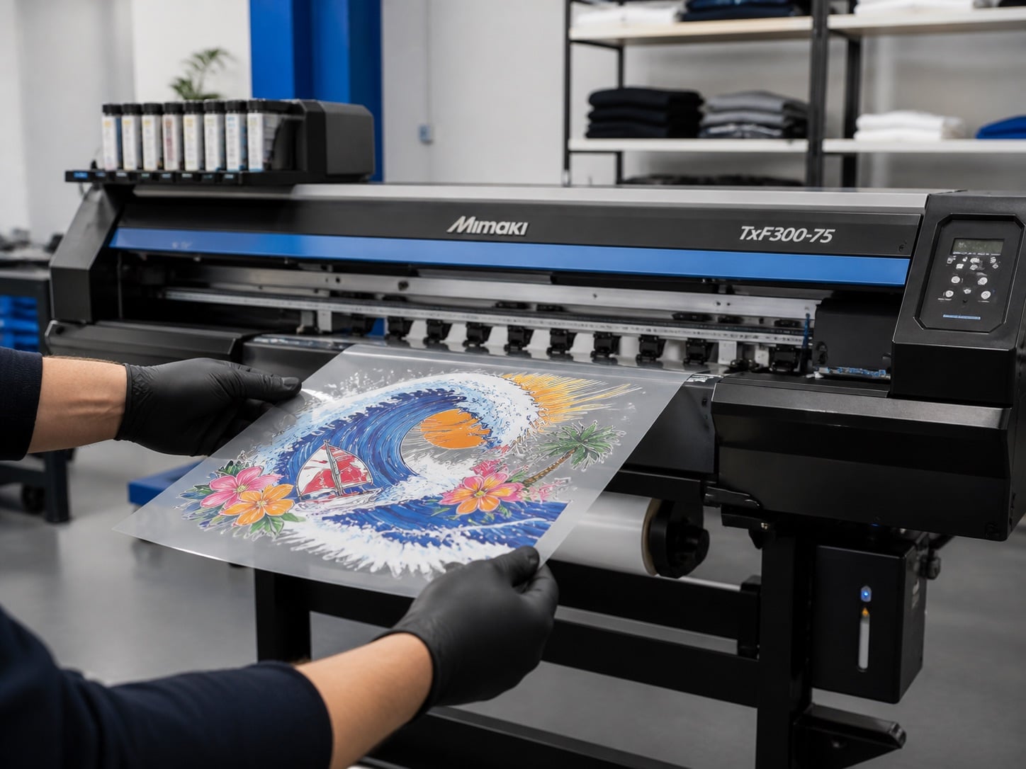 AJDN controleert DTF-transfers bij de Mimaki TxF300-75 in Ridderkerk