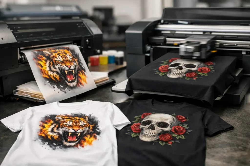 DTF- en DTG-bedrukte kleding bij printapparatuur