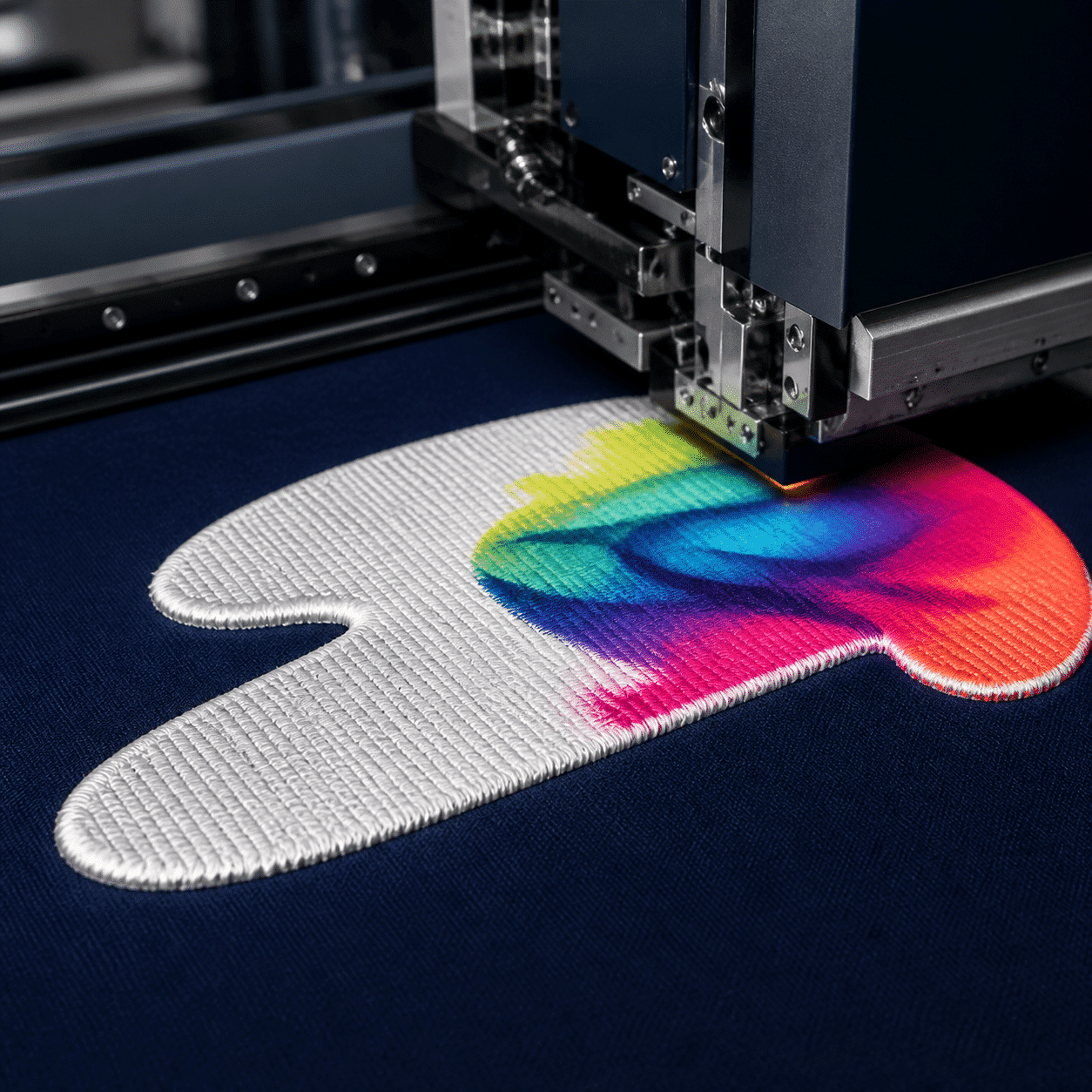 Full Color borduren met witte katoenen borduurbasis en DTG-print bij AJDN